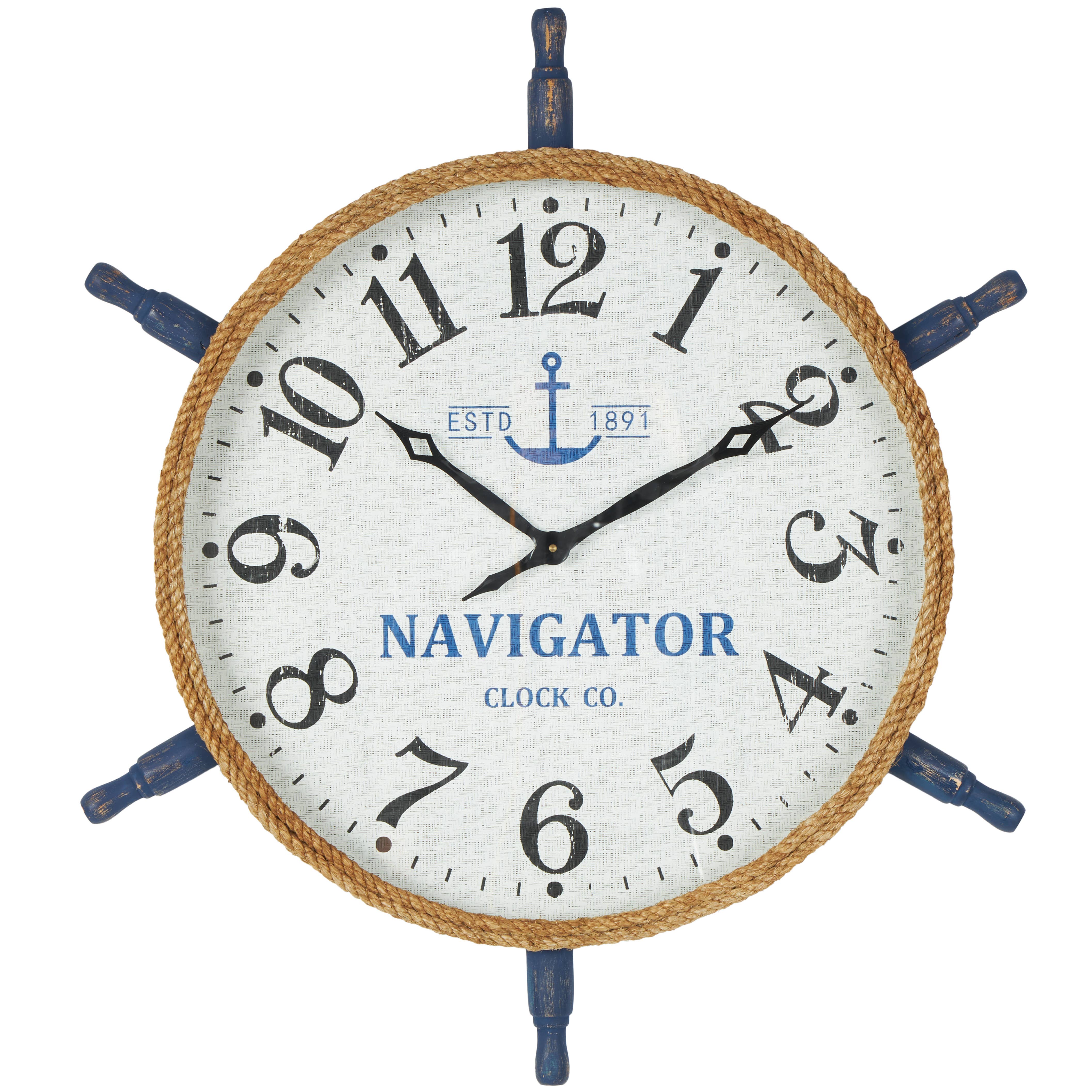 Deco Marché - Wholesale Wall Clock - Nautical White Wood Wall Clock1