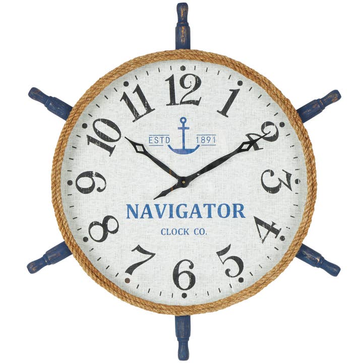 Deco Marché - Wholesale Wall Clock - Nautical White Wood Wall Clock1