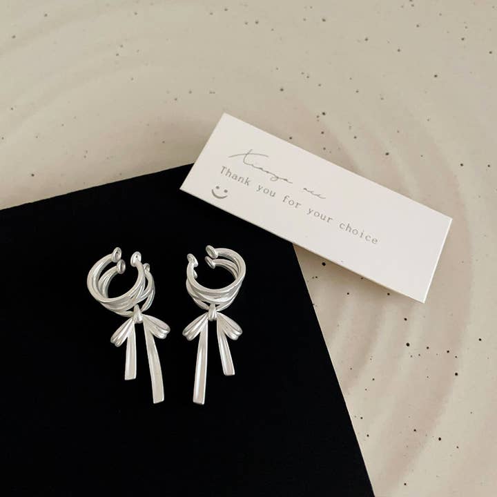 Little Trendy - Wholesale Cuff/Wrap Earrings - Metal bow ear cuff for women Earrings For Non Pierced Ears