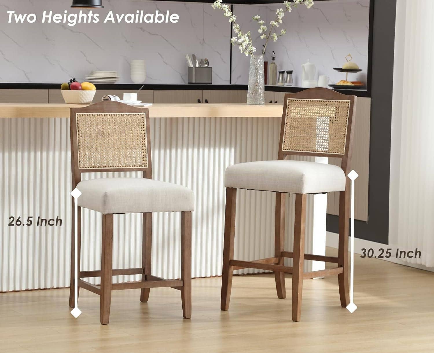 30 Inch Counter Height Stools Linen Beige Set Of 2 for wholesale on Faire4