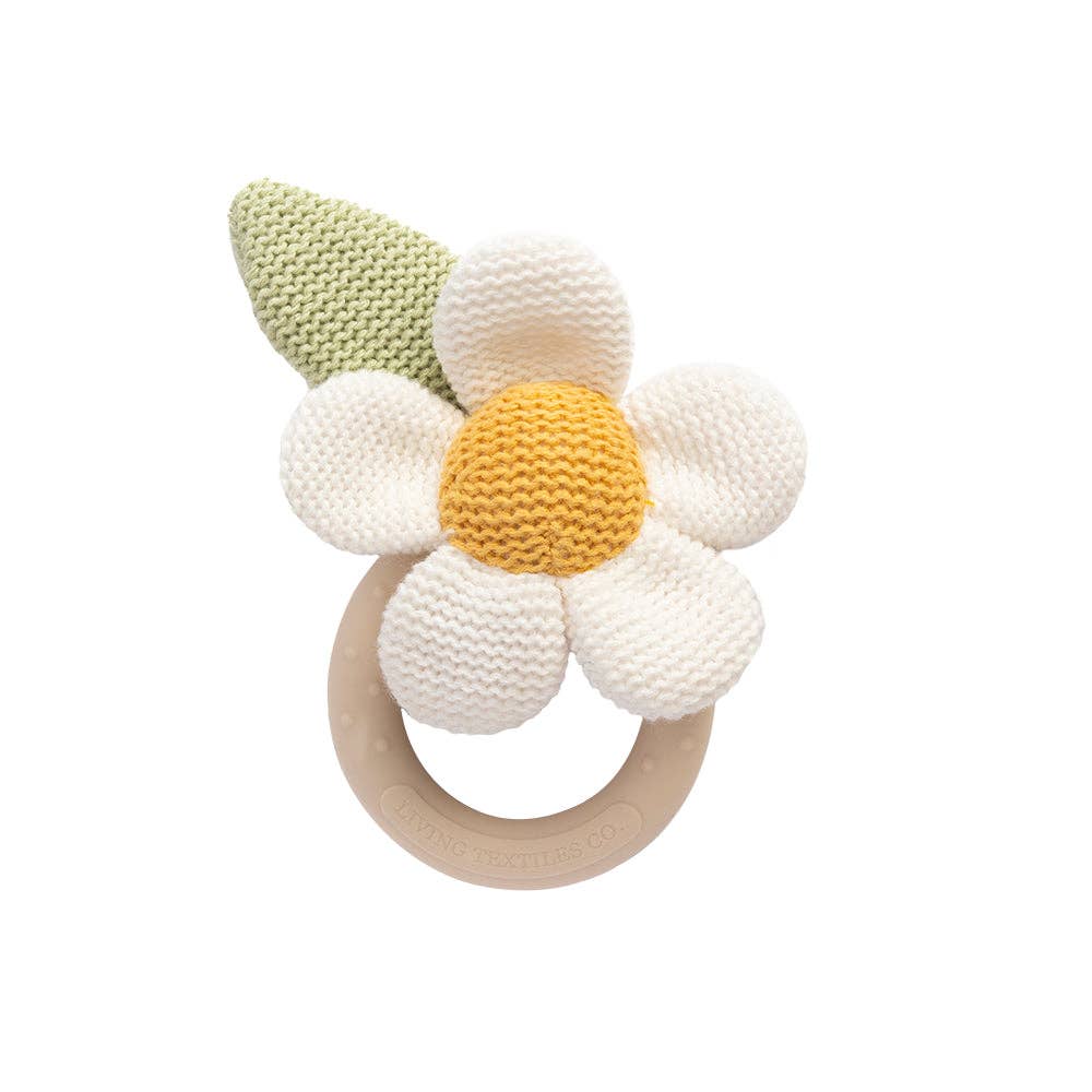 Living Textiles - Wholesale Teether (Not Clip-On) - Baby - Daisy Teething Ring Rattle - Whimsical Wonderland0