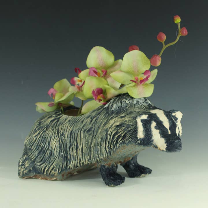 Badger Planter for wholesale by Naomi Nickerson Ceramics