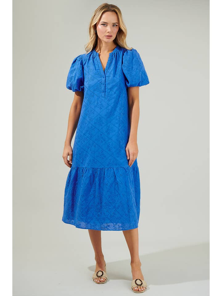 Blue Mar Nova Eyelet Midi Dress for wholesale on Faire