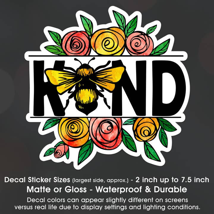 Bee Be Kind Watercolor Floral Decal Sticker Waterproof for wholesale by Groovy Giftables