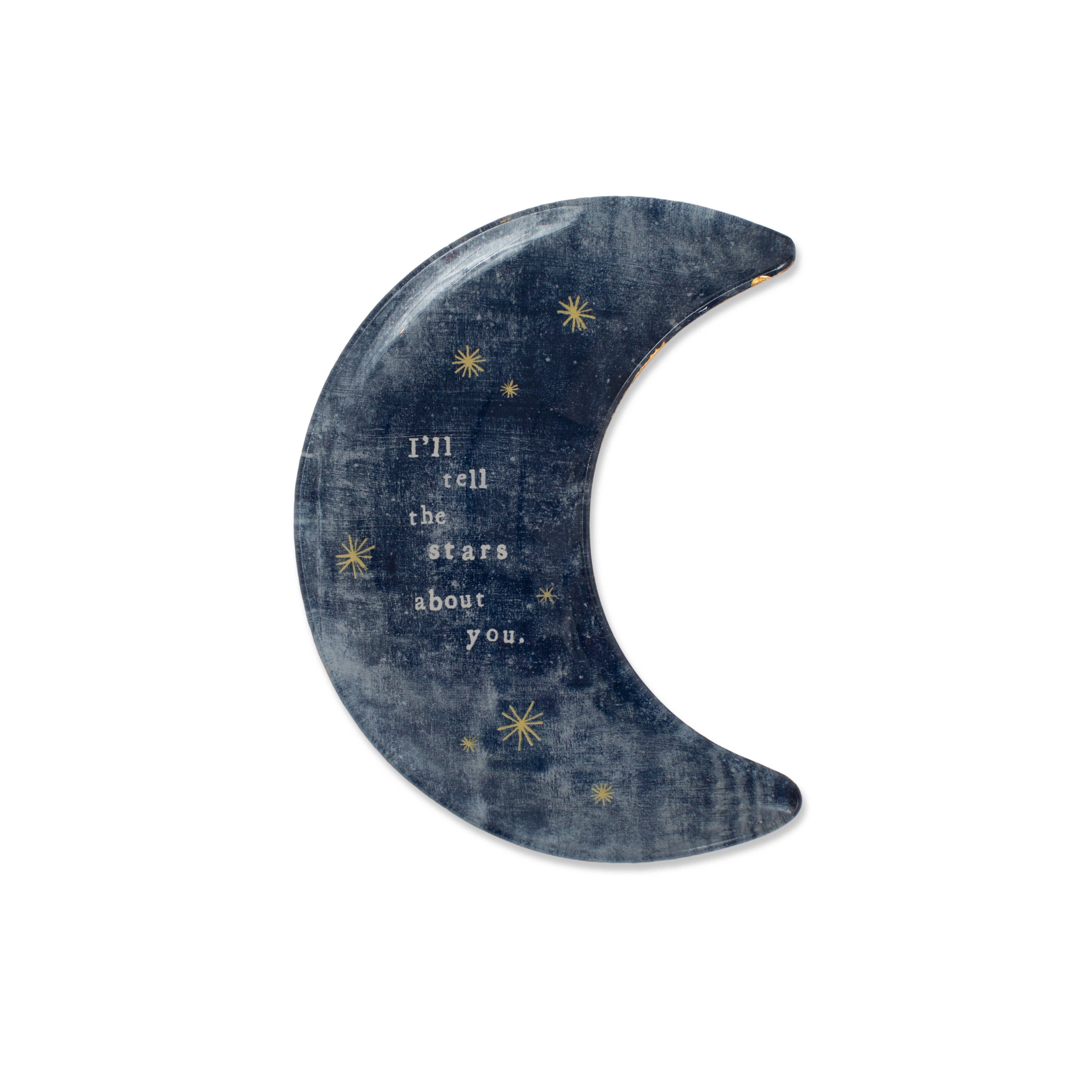 Sugarboo & Co - Wholesale Decorative Plate/Dish/Bowl - I'll Tell The Stars About You Small Moon Decoupage Plate0