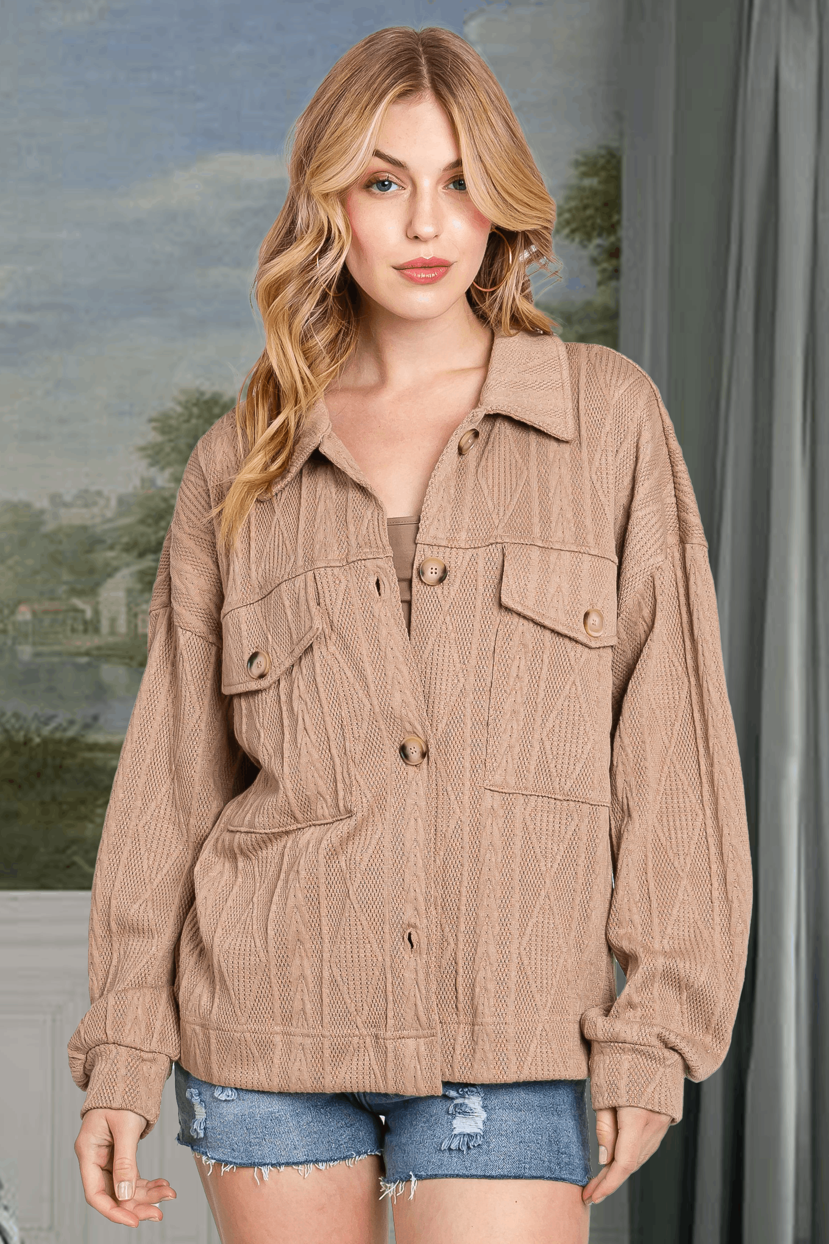 ELLEBORN – Großhandel Hemdjacke/Shacket – Damen – Strukturierte, entspannte Jacke-3393T10