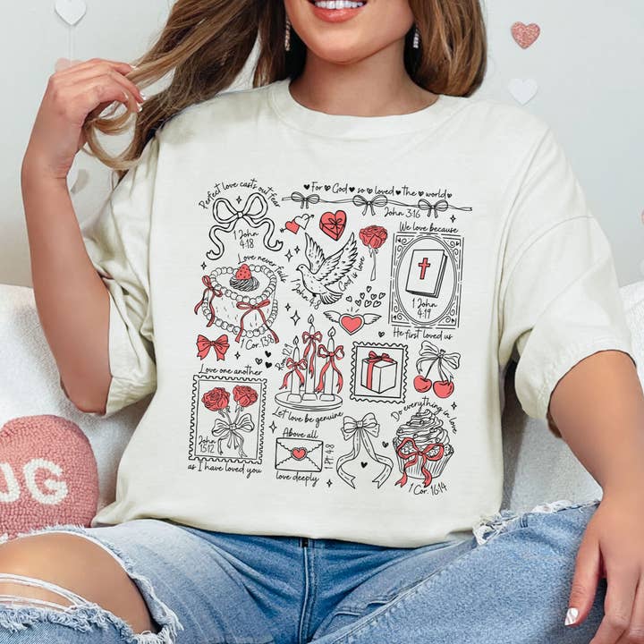 Vintage Christian Valentine Comfort Colors Graphic T-Shirt for wholesale by Scripted Pearl
