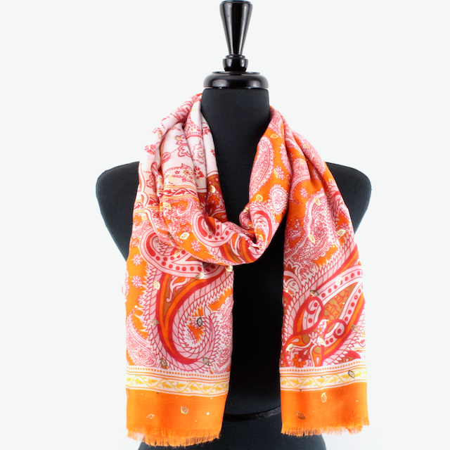 Pretty Persuasions – wholesale Halsduk - Dam – S24024 Fängslande lättviktssjal med guldmetall6