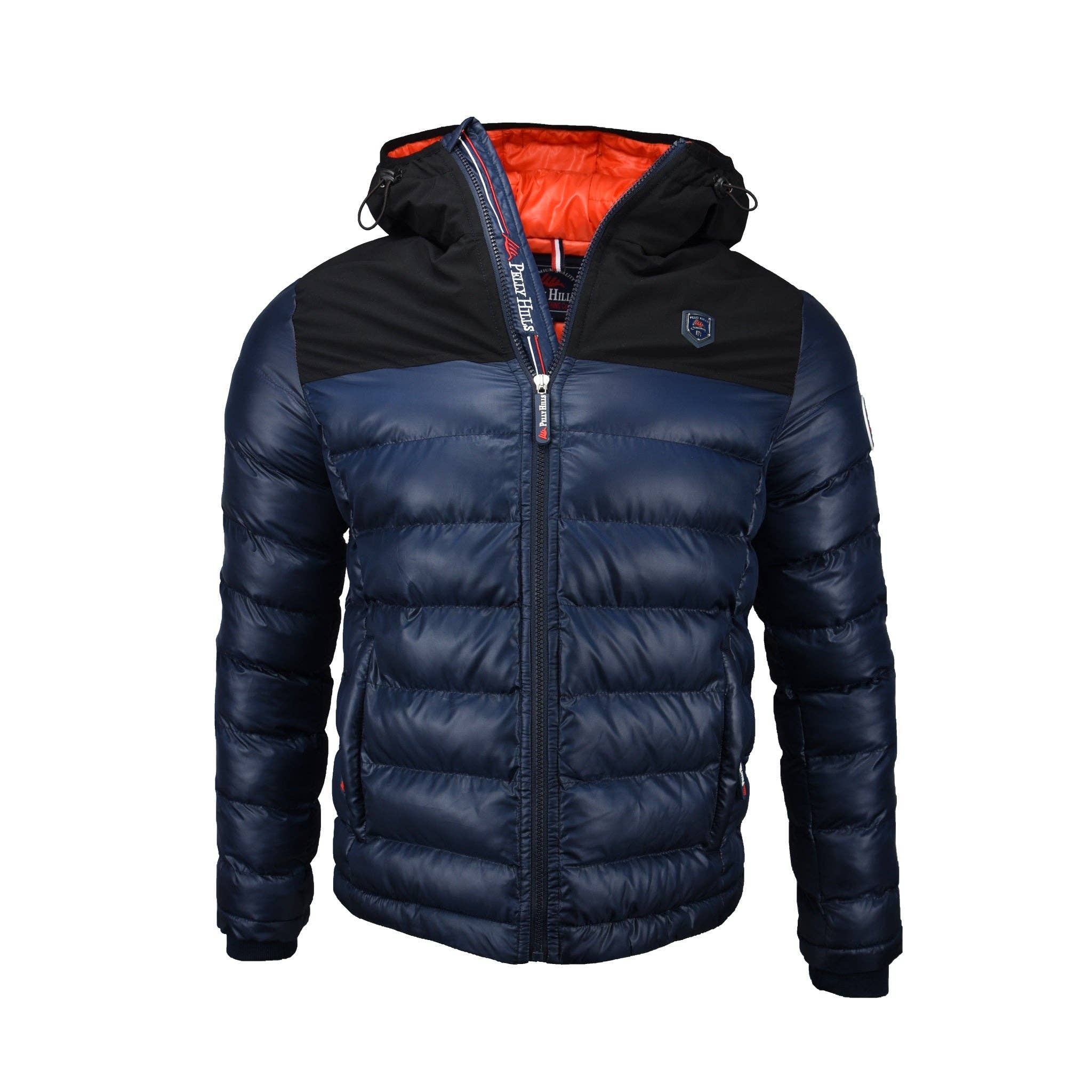 PELLY HILLS - Wholesale Puffer Jacket - Men's - Nautical Heritage Navy Bi-Material Hooded Down Jacket6