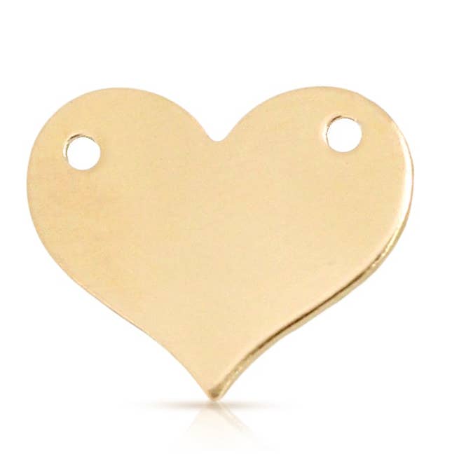Heart Engraving Stamp 14Kt Gold Filled Blank Heart Connector 10.9x13mm - 2pcs/pack for wholesale by Plazko