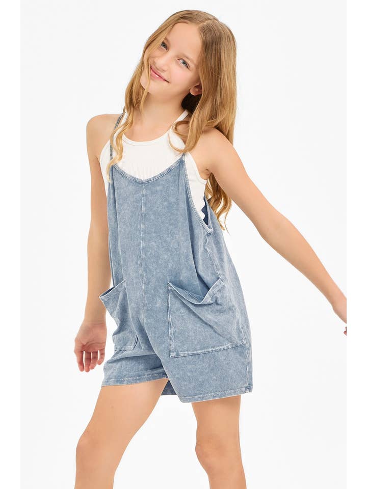 Good Girl - Wholesale Overalls - Kids - Two Pocket Mineral Wash Overall Romper / Onesie1