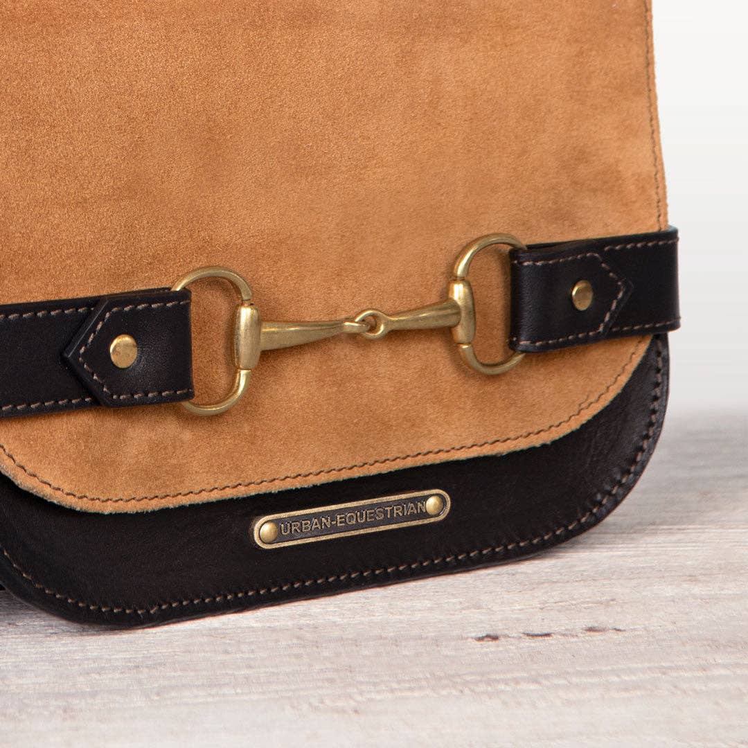 URBAN-EQUESTRIAN – wholesale Axelväska - Dam – Saratoga- Hästbett Crossbody Lyxig Läderhandväska i Svart på Kastanj3