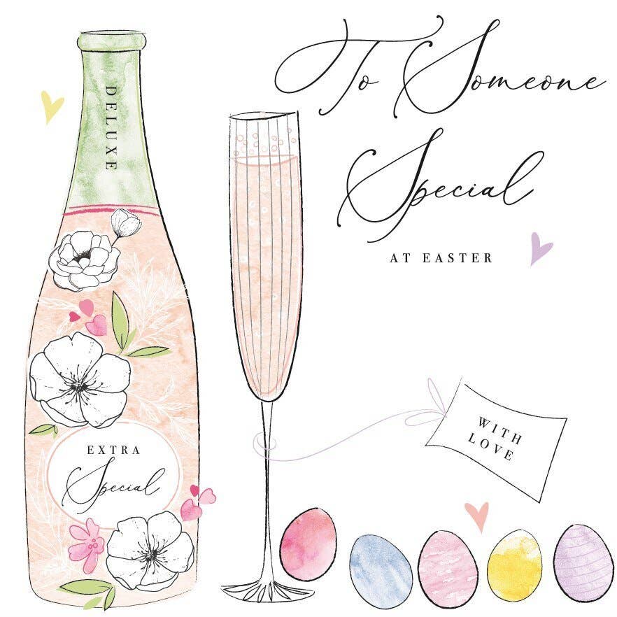Katie Phythian Design - Wholesale Easter Card - To Someone Special at Easter with love - champers & eggs0