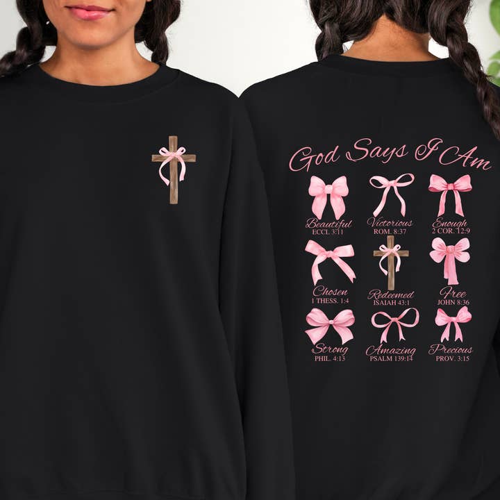 NVC Ecommerce LLC - Wholesale T-Shirt (Graphic) - Women's - Coquette Christian Bows Bible Verse Sweatshirt & Shirt0