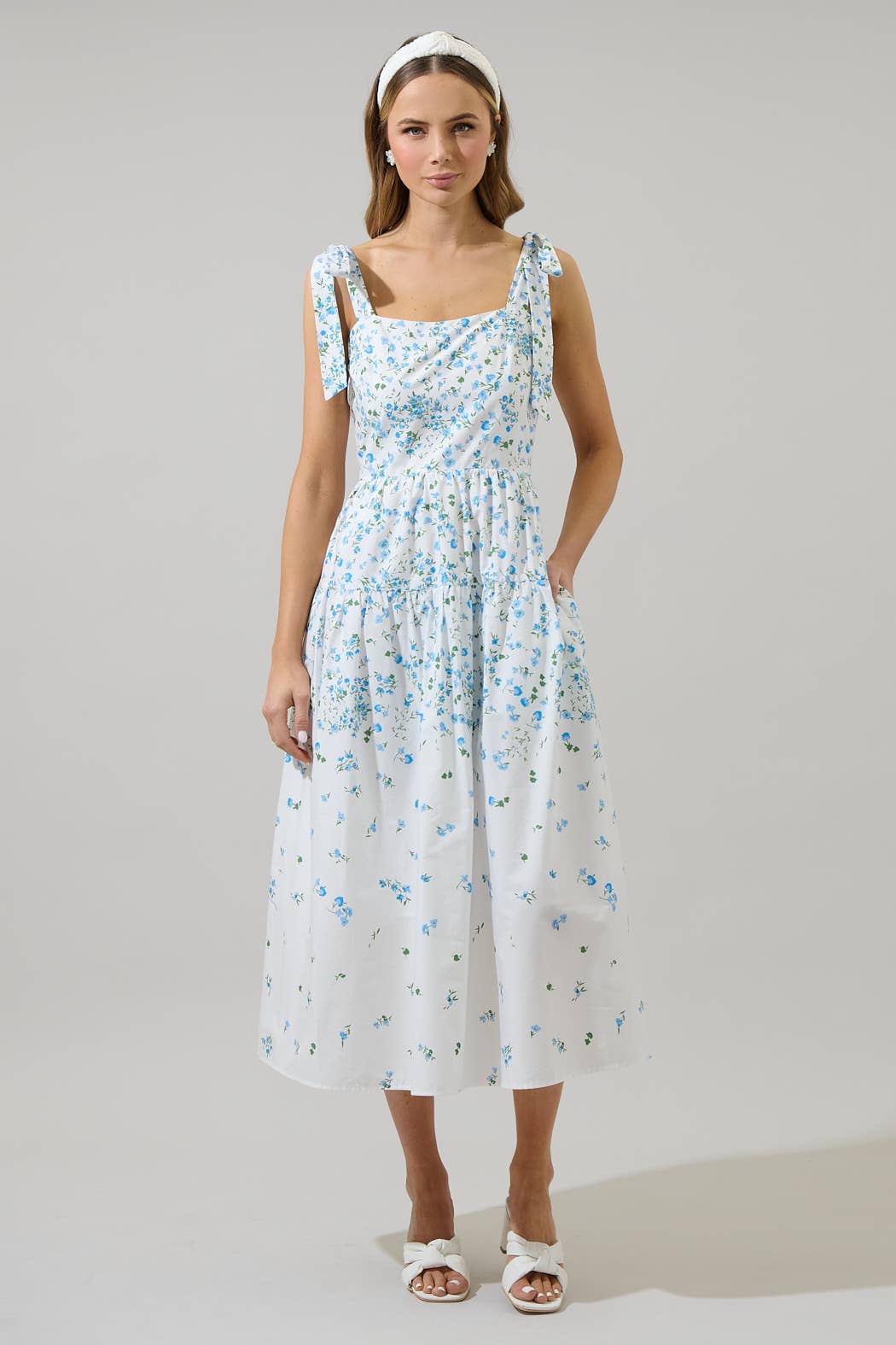 WHT BLUES GRN Miley Floral Thea Maxi Dress for wholesale on Faire0