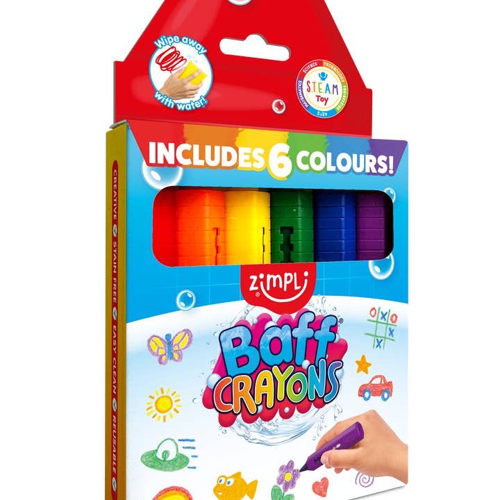 Zimpli Kids - Wholesale Bath Toy - Baby - Zimpli Baff Crayons 6 Pack Colourful Arts & Crafts Bath Toy