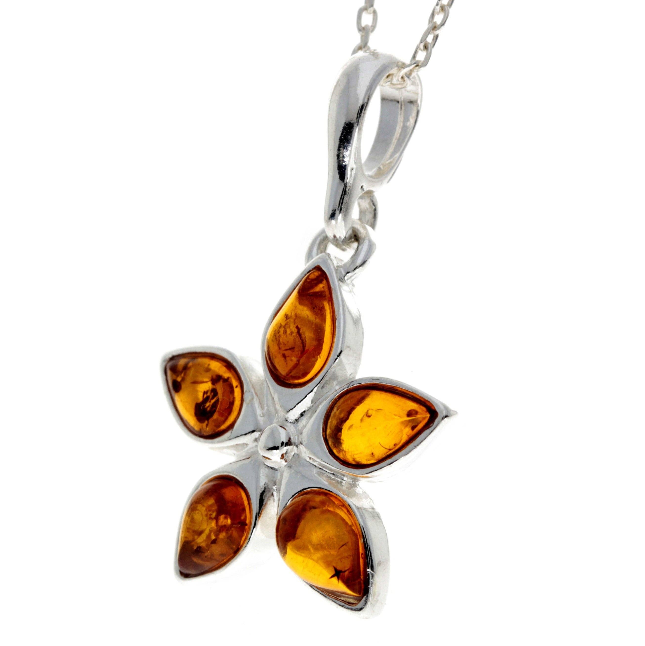 SilverAmber Jewellery – wholesale Individual charm/pendant – 925 Sterling Silver & Baltic Amber Classic Designer Star Pendant - 16841