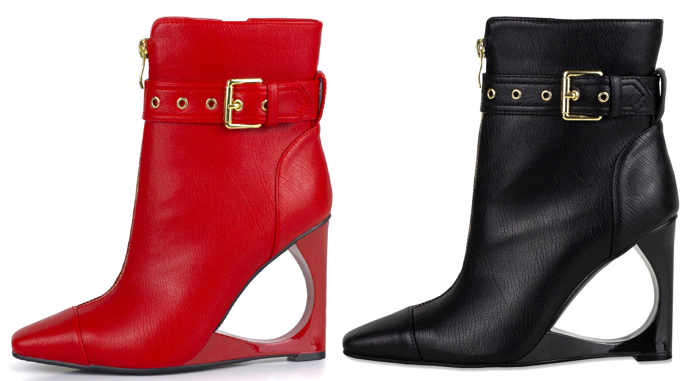 LADY COUTURE – Botins - Mulher por atacado – Botim com Salto em Forma de Triângulo e Abertura no Teto12