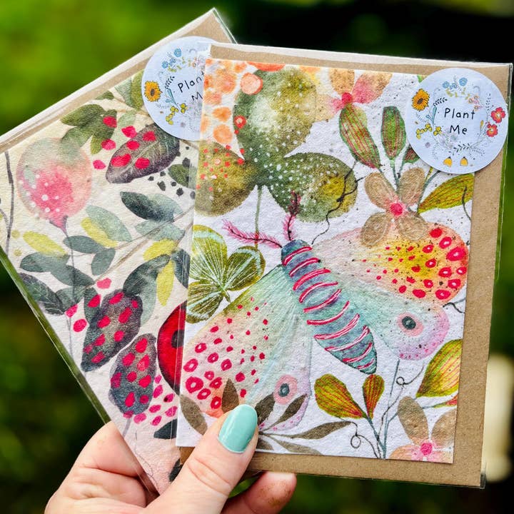 Erika's Whimsical Art – wholesale Birthday card – Plantable Seed Paper Birthday Moth Card, Blank Inside 6