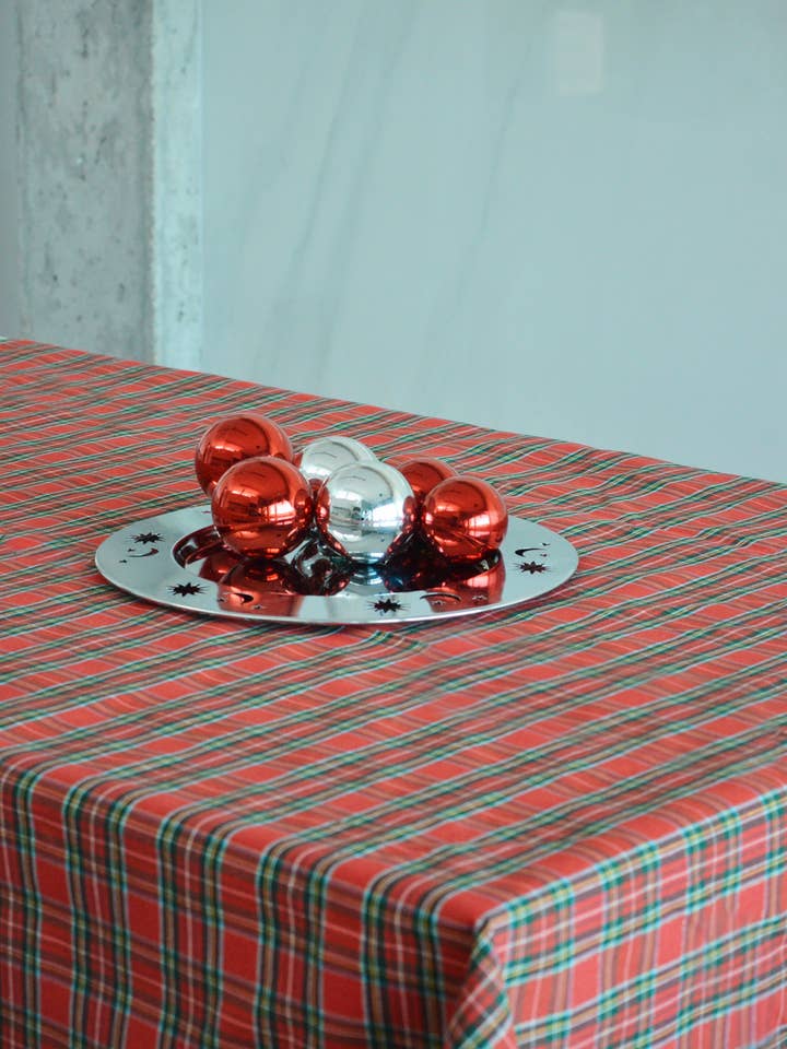 RED COTTON TARTAN TABLECLOTH for wholesale by Huca Home