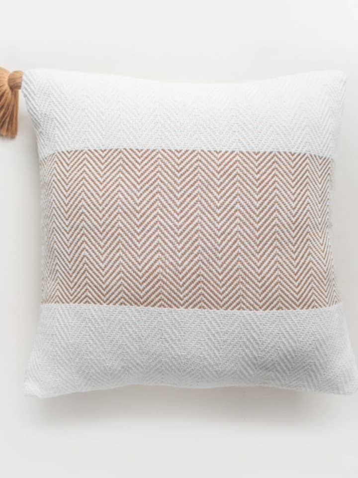 Handwoven One Fringe Copper Pillow for wholesale by Lula Mena