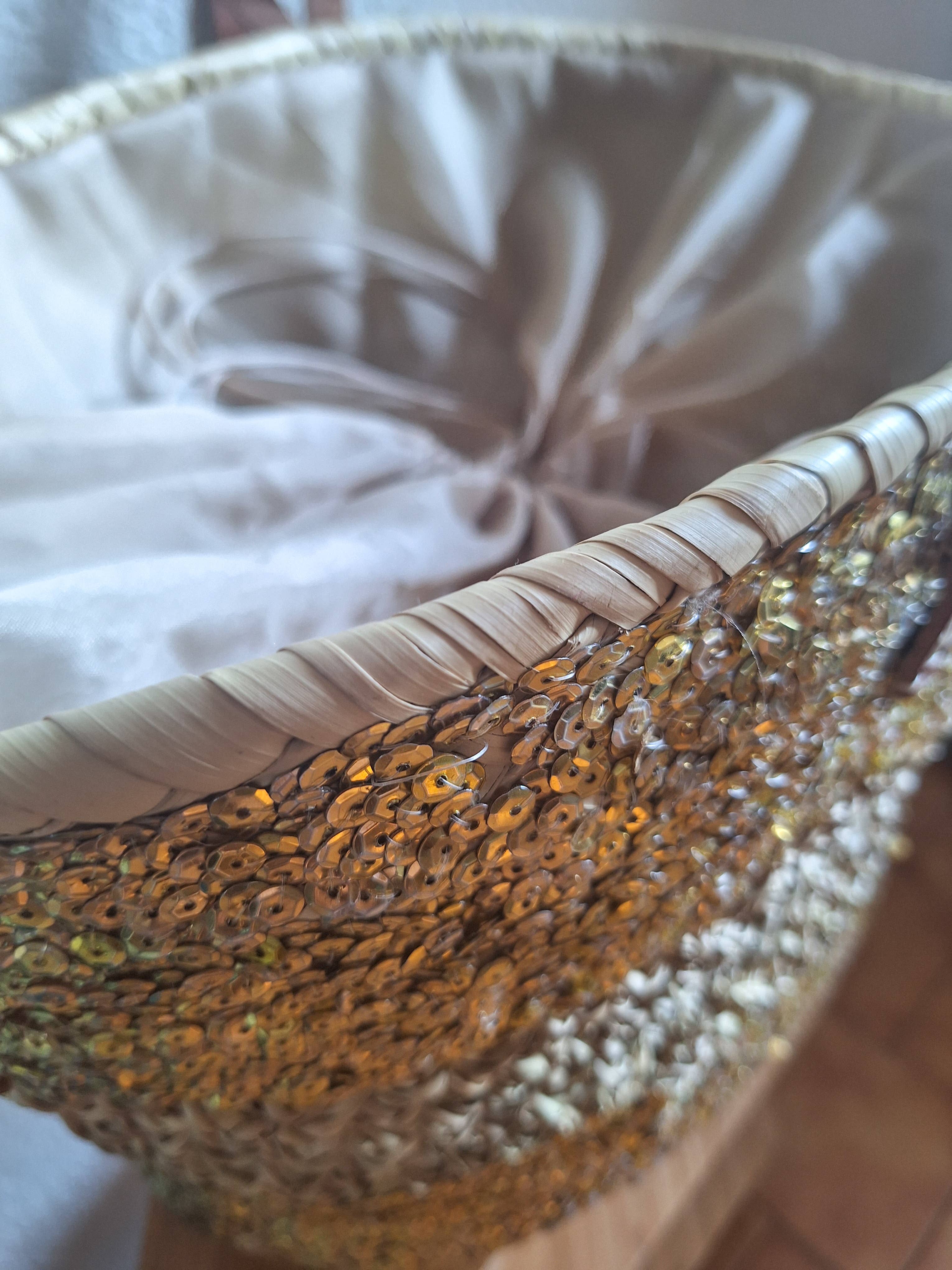 LeBazare - Wholesale Beach Bag - Straw tote bag embroidered with golden sequins8