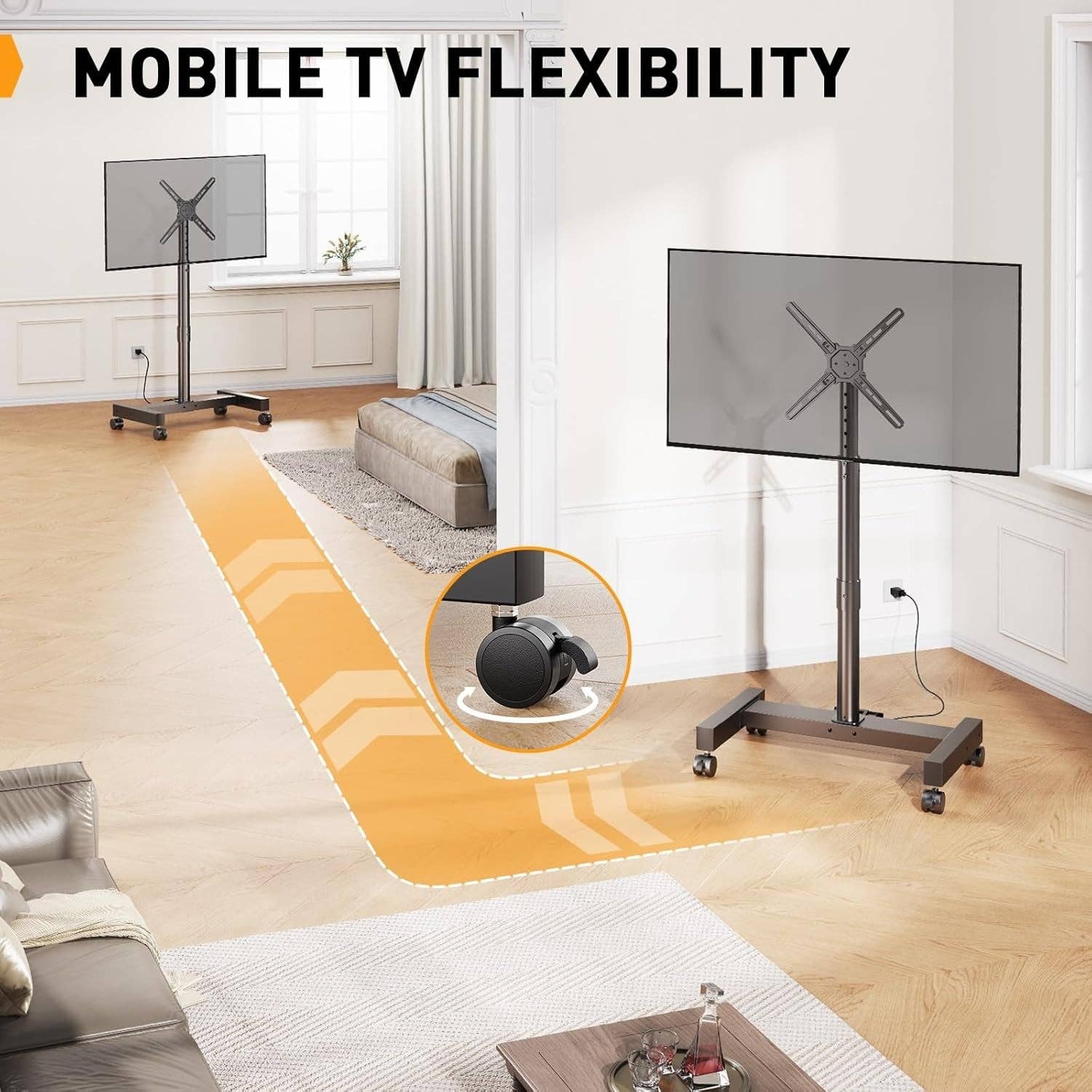 ShipItFurniture - Wholesale Console Table - Rolling TV Stand With Power Outlet For 26 To 50 Inch TVs Tilting Wheels5