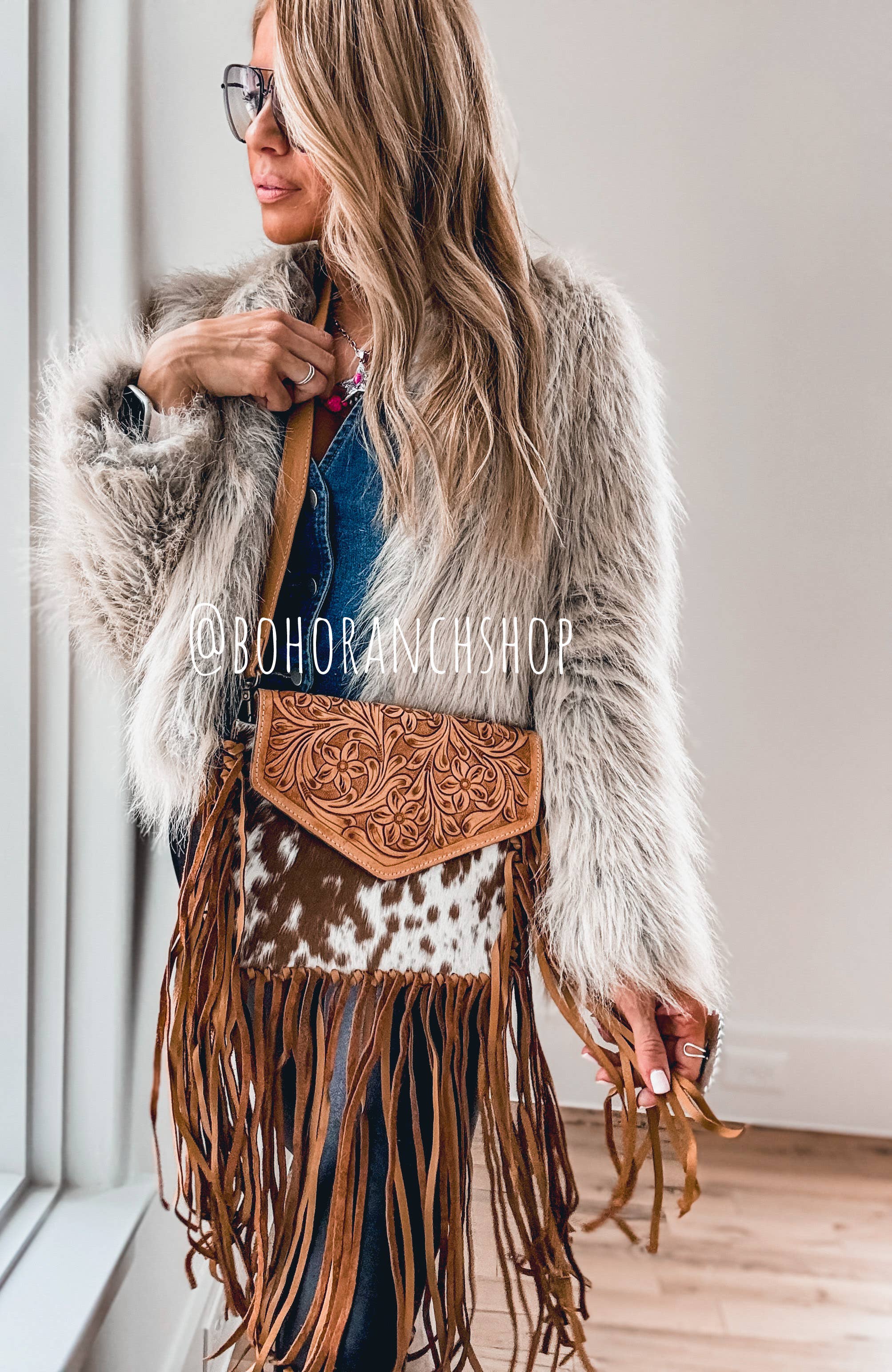 American Darling Tooled Leather Fringe Purse | Western Ranch Supply
