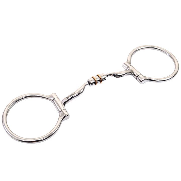 BarH Tack - Wholesale Horseback Riding Gear - Small Port D Ring Snaffle Tongue Relief W/ Roller Copper Bit