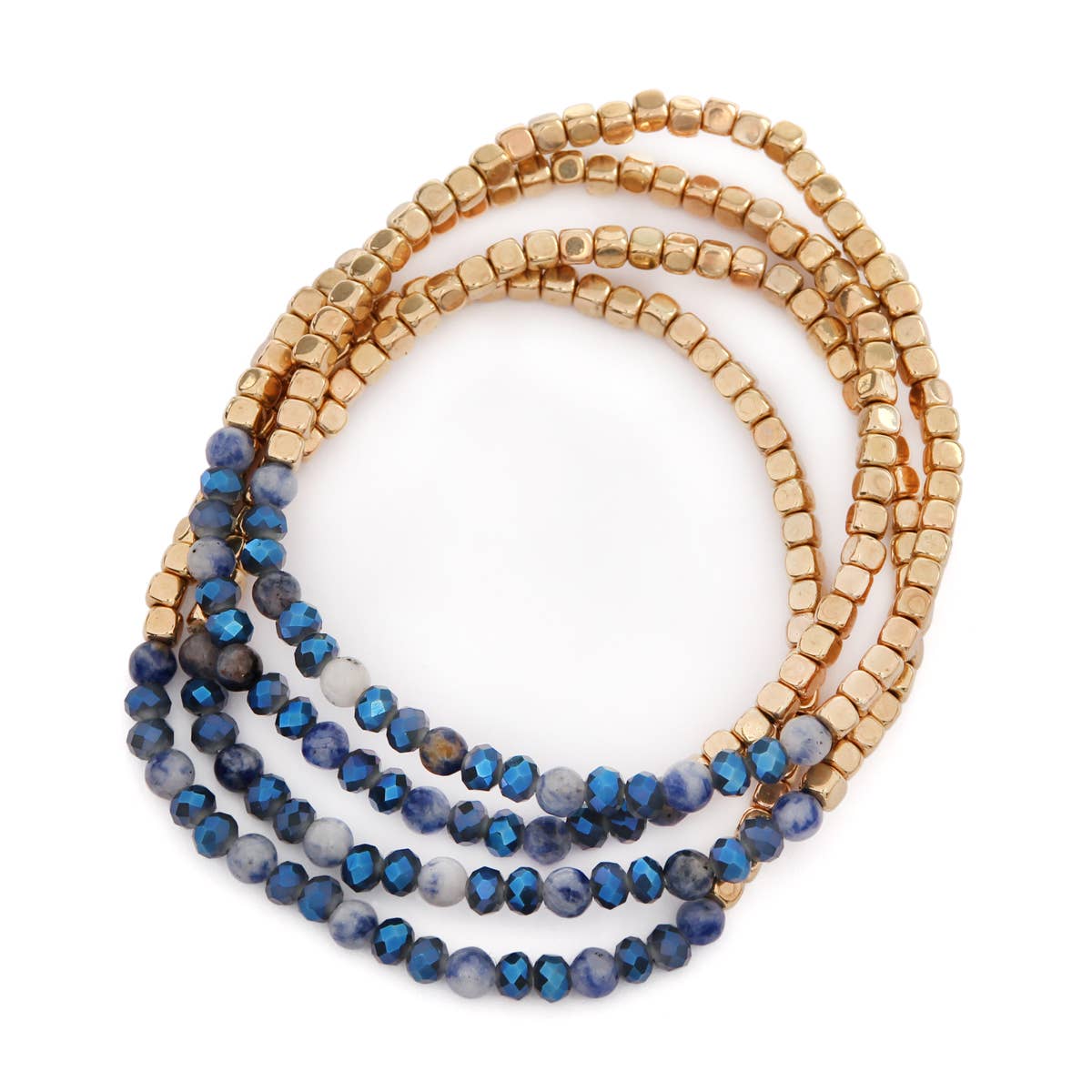 MYS Wholesale Inc - Wholesale Beaded Bracelet - Brass, Stone, Glass Four Set Beads Bracelet3