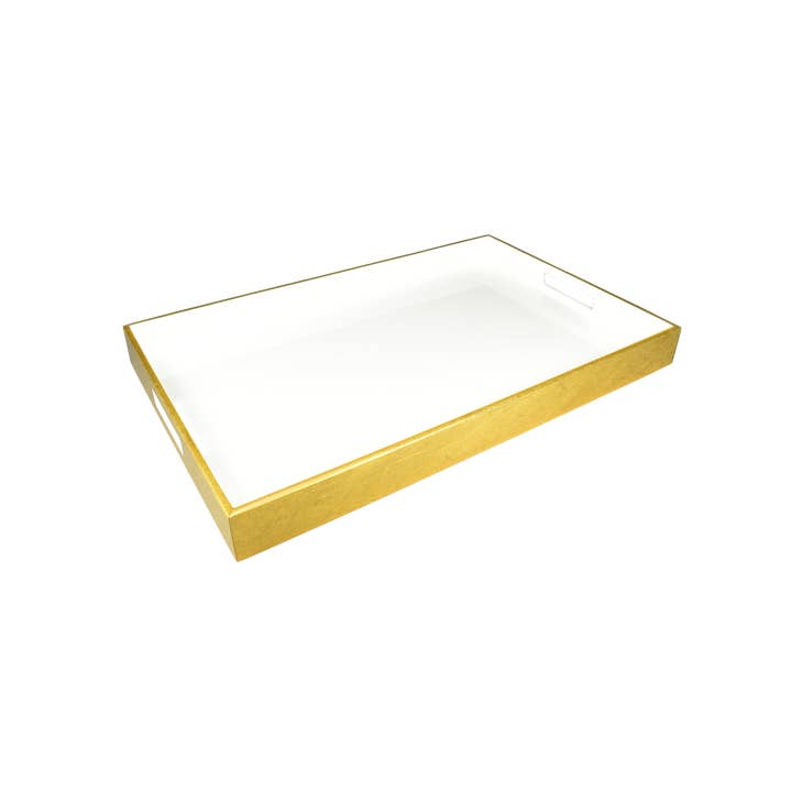 Hvid med udvendigt Shine Gold Leaf -Morgenmadsbakke-L-34WOSGL for engroshandel hos Pacific Connections