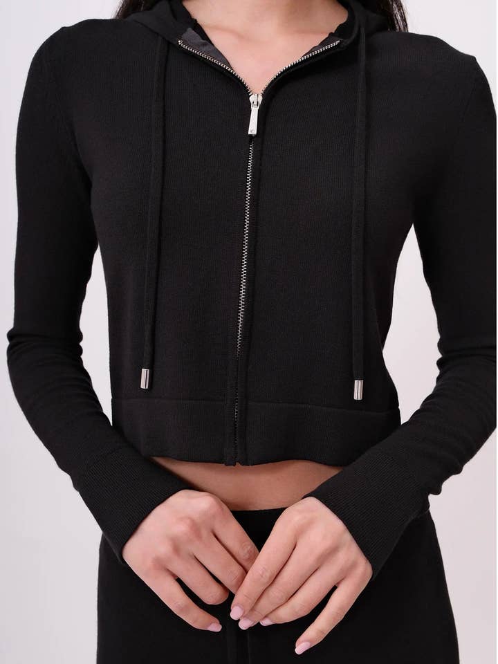 MALIBU ZIP-UP WOMEN'S HOODIE (NOIR) for wholesale by Chloe Colette