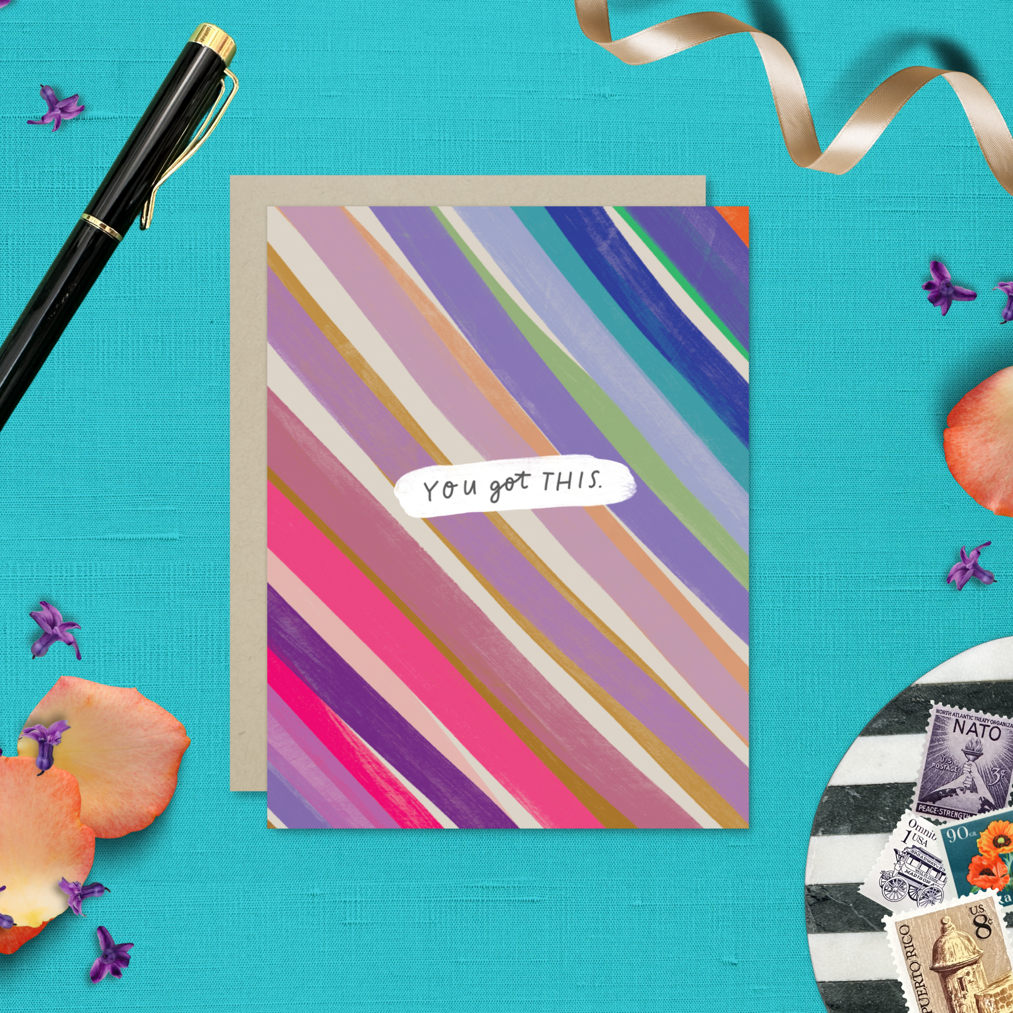 Barone and Co. - Venta al por mayor Tarjetas con mensajes de ánimo - Tarjeta de Rayas Conseguida3