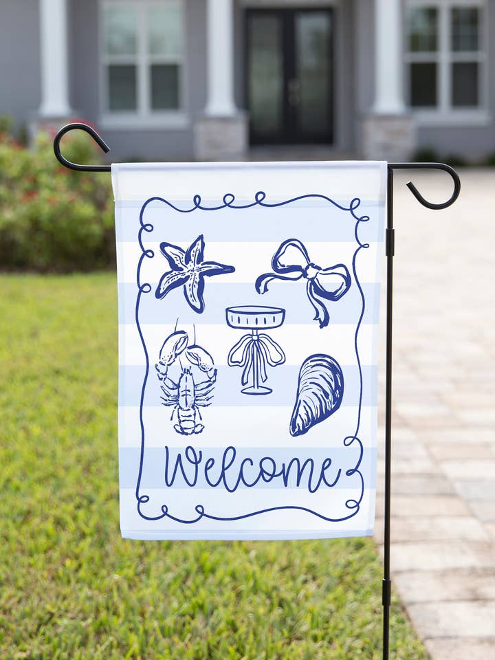 Summer Garden Flag - Whimsical Coastal Doodles for wholesale by The Navy Knot