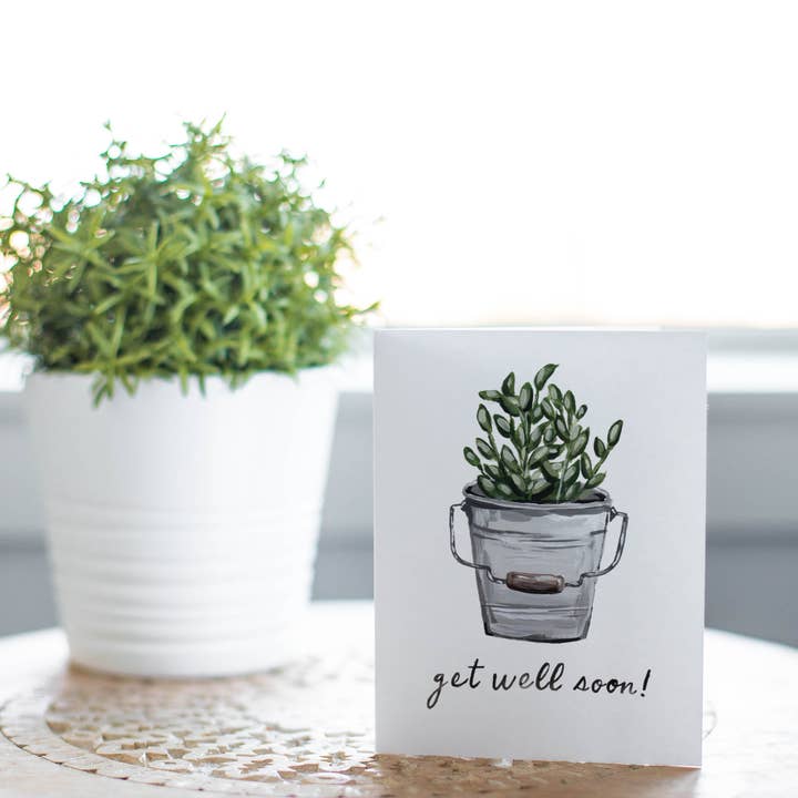 Get Well Soon Plant Card for wholesale by The Cranberry Finch