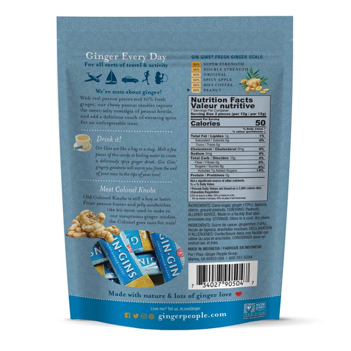 The Ginger People - Vendita all'ingrosso Caramelle dure - Caramelle gommose allo zenzero alle arachidi GIN GINS (36 oz)1