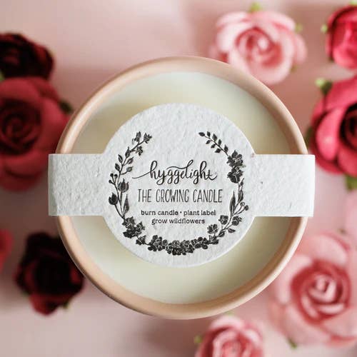 Hyggelight | The Growing Candle ® - Wholesale Jar/Filled Candle - Adelyn | Growing Candle, flower seed-label, eco-friendly2