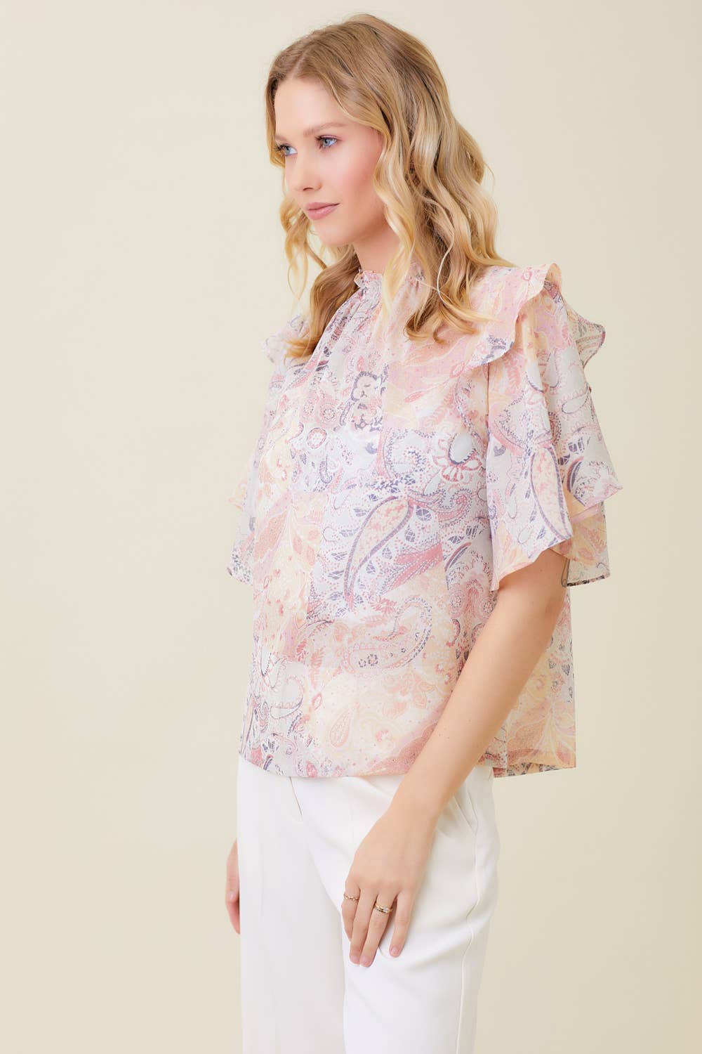 CRM PAISLEY 60089 Bluse mit gesmoktem Ausschnitt für den Großhandel auf Faire2