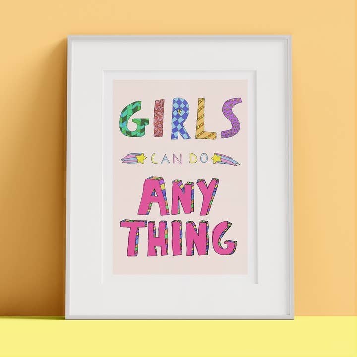 Girls Can Do Anything Art Print for wholesale by Hands & Hearts