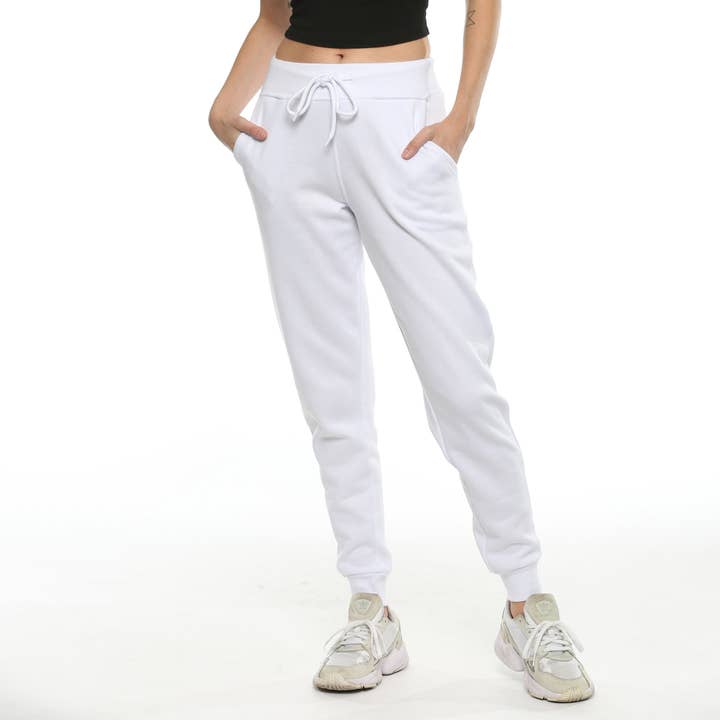 Every Day Fleece Jogger Sweatpants White for wholesale by Urban Look