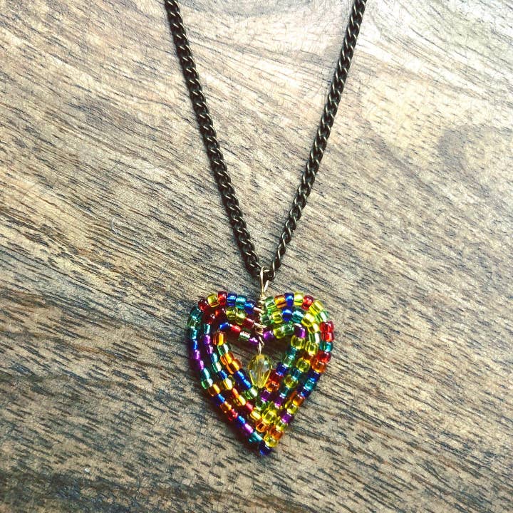 MorninGloria's - Wholesale Pendant/Charm Necklace - Small Beaded Heart Valentine's Day Necklace2