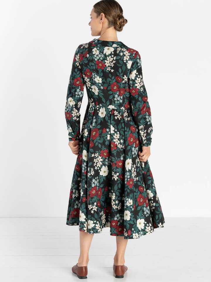 Night Garden Classic – Midi Linen Dress with Peter Pan Collar for wholesale on Faire3