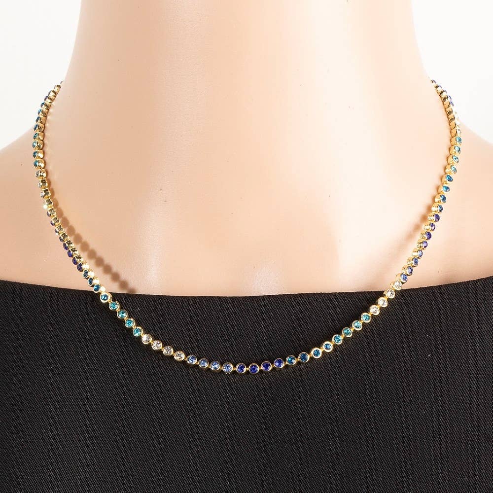 OR Collier chaîne de tennis à dégradé doré avec zircons cubiques en vente sur Faire3