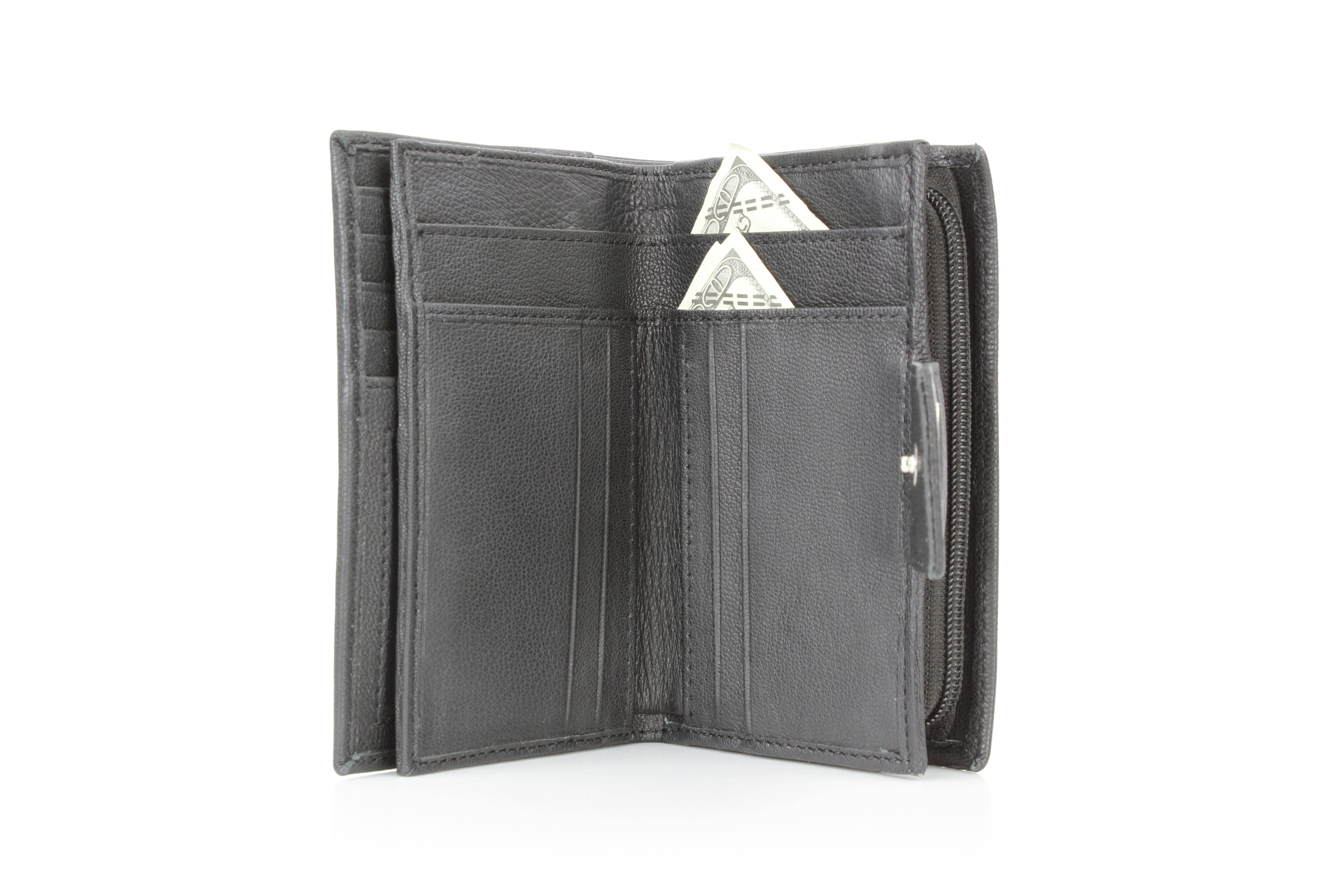Leather Impressions Inc - Wholesale Wallet - Women's - Snap Leather Clutch Wallet | Zip Pocket RB LW 21 100136