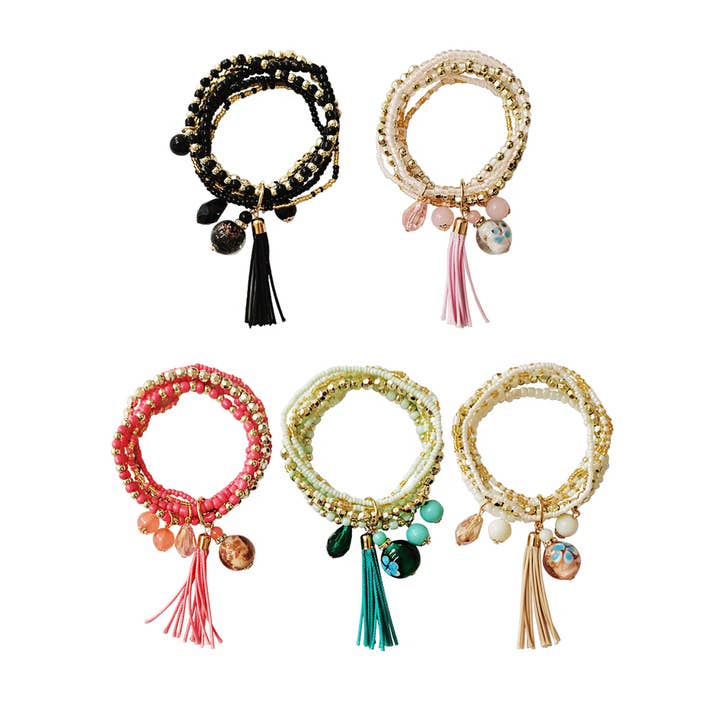 Bracelet à Perles avec Glands BR2221-19. (12PC) pour la vente par TAPA fashion