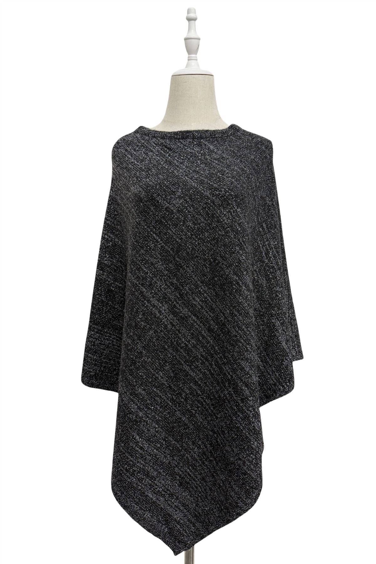 Fashion Scarf World – wholesale Poncho – Women's – Plain Cosy Metallic Thread Poncho6