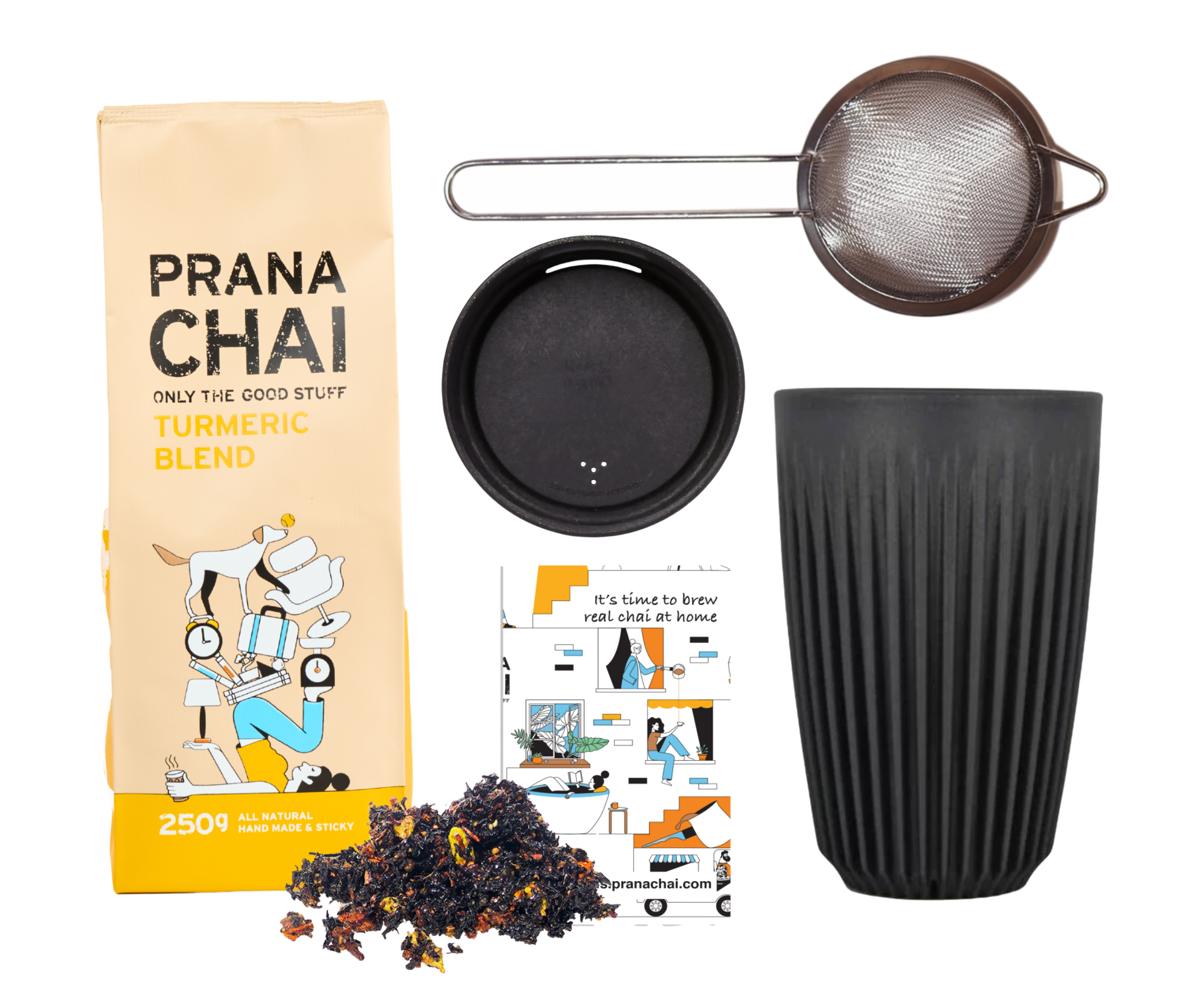 Prana Chai - Wholesale Gift Bag Set/Pack - Prana Chai + Huskee Cup + Strainer Gift Set17