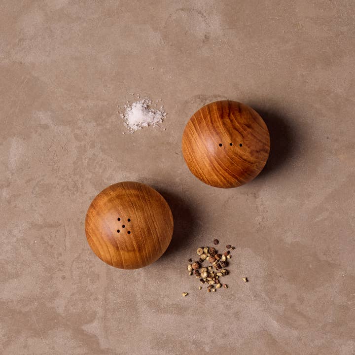 Teak Salt & Pepper Shaker Set for wholesale by Be Home