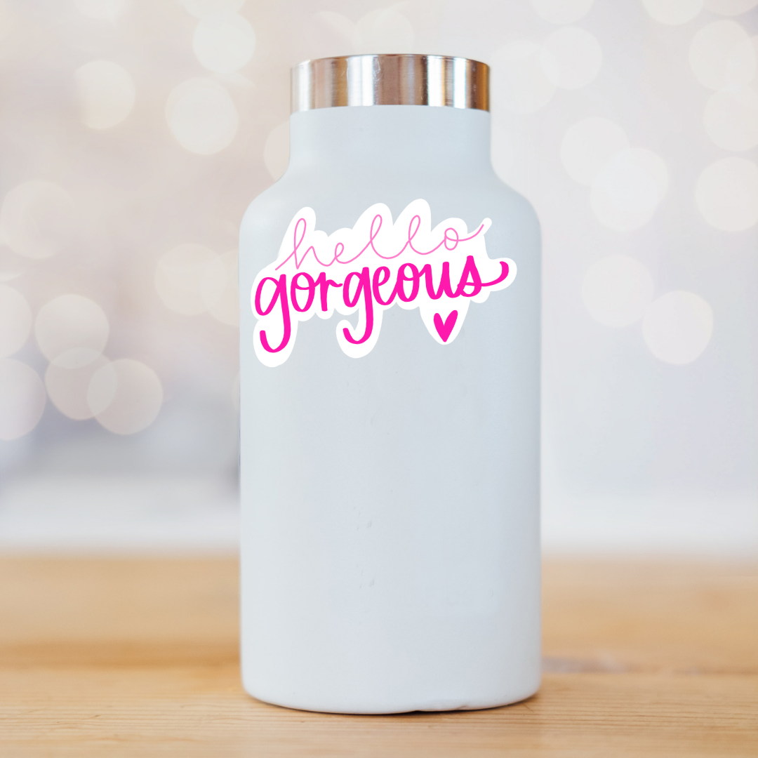 Letters from Elliott - Wholesale Sticker - Hello Gorgeous Hand Lettered Vinyl Sticker2