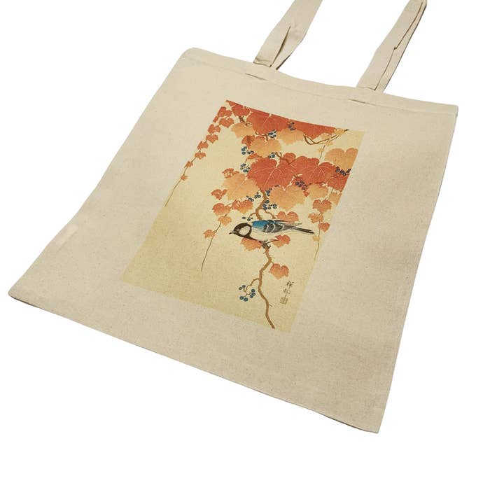 Ohara Koson Bird on Branch Tote Bag Vintage Japanese Art Bag for wholesale by ZZZEBRAAA LIMITED